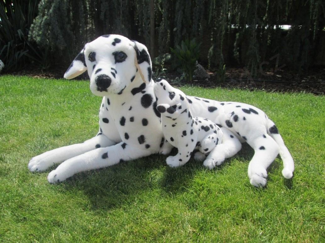 Plyšový pes dalmatin se štěnětem, 64 cm + 35 cm