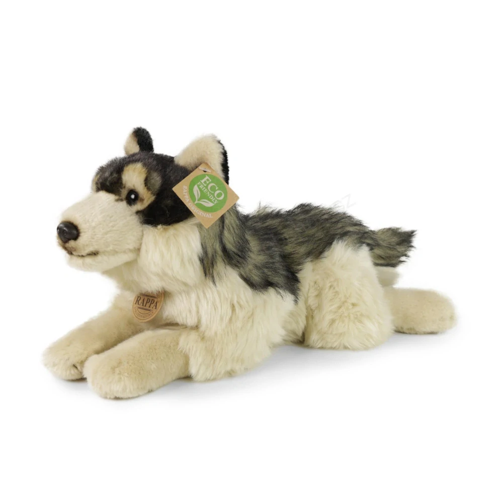 Plyšový pes husky / vlk ležící 35 cm ECO-FRIENDLY