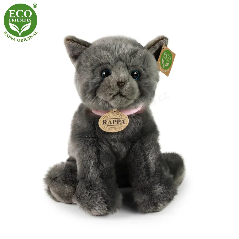 Plyšová kočka šedá sedící 25 cm ECO-FRIENDLY