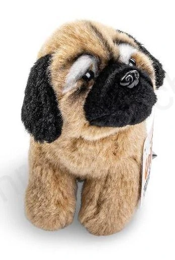 Plyšový pes mops sedící štěňátko 14 cm