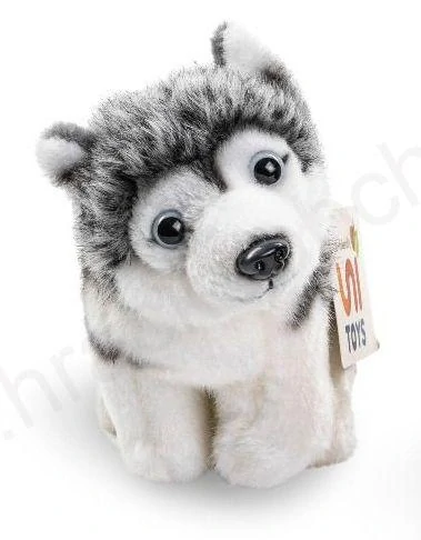 Plyšový pes husky sedící štěňátko 14 cm