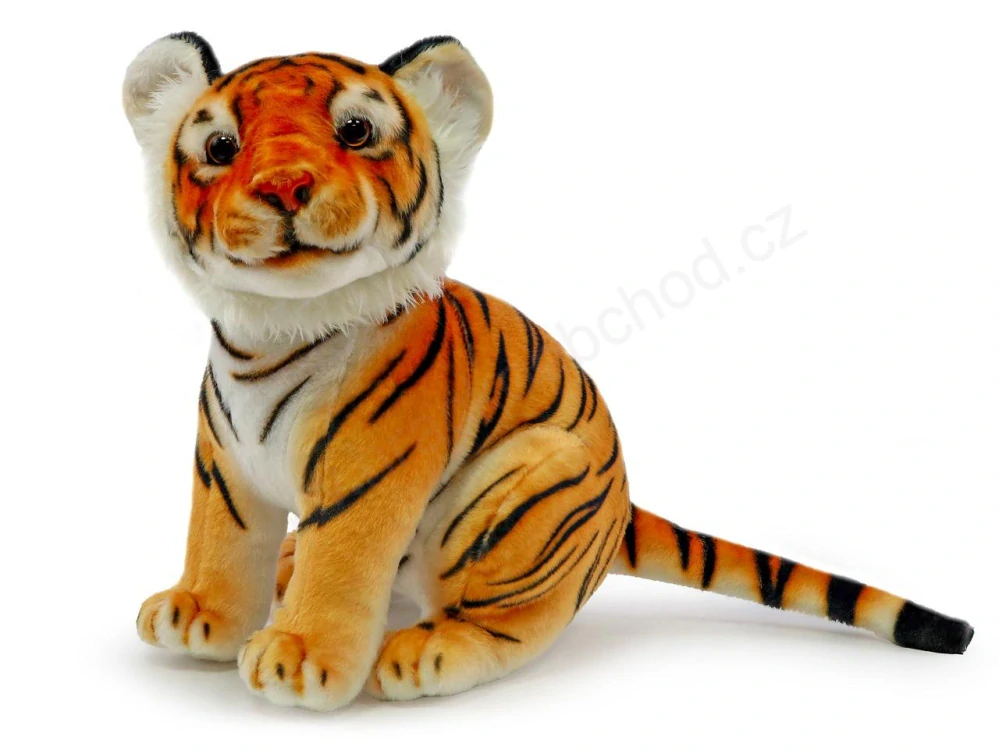 Plyšový tygr hnědý sedící 34 cm, extra jemný