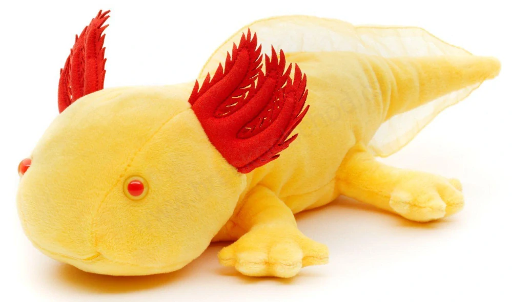Plyšový Axolotl žlutý, s červenýma očima 30 cm