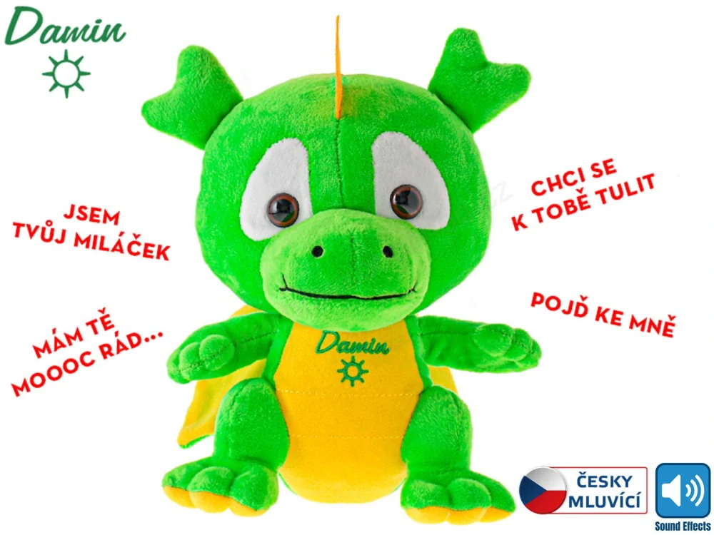 Plyšový Dráček / drak Damin 19 cm na baterie česky mluvící