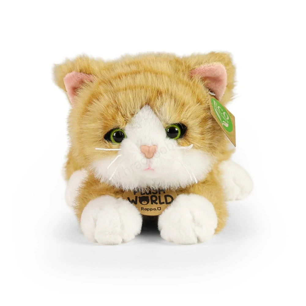 Plyšová kočka ležící zrzavobílá mourovatá 22 cm ECO-FRIENDLY PLUSH WORLD