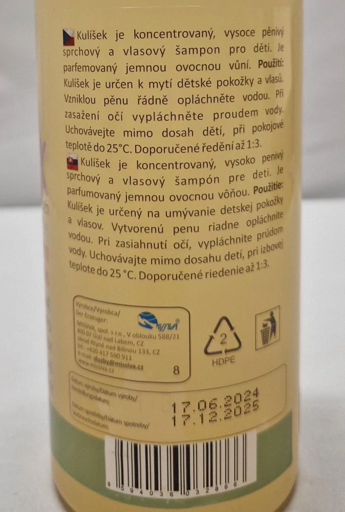 KULÍŠEK – dětský sprchový a vlasový šampon