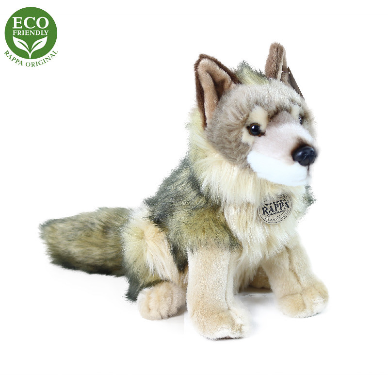 Plyšový kojot / vlk / vlčák sedící 24 cm ECO-FRIENDLY