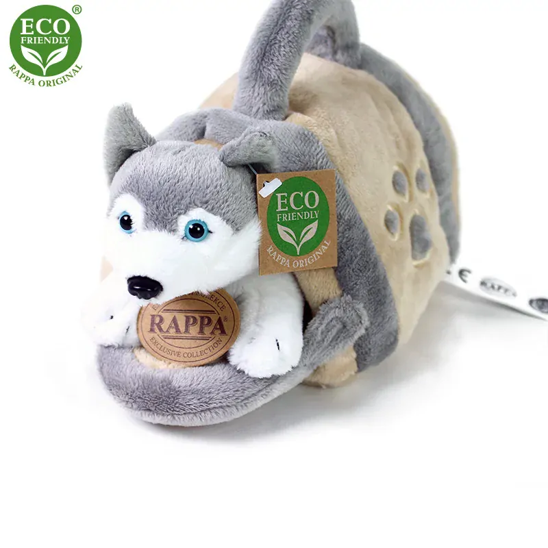 Plyšový pes husky 13 cm s přepravkou ECO-FRIENDLY
