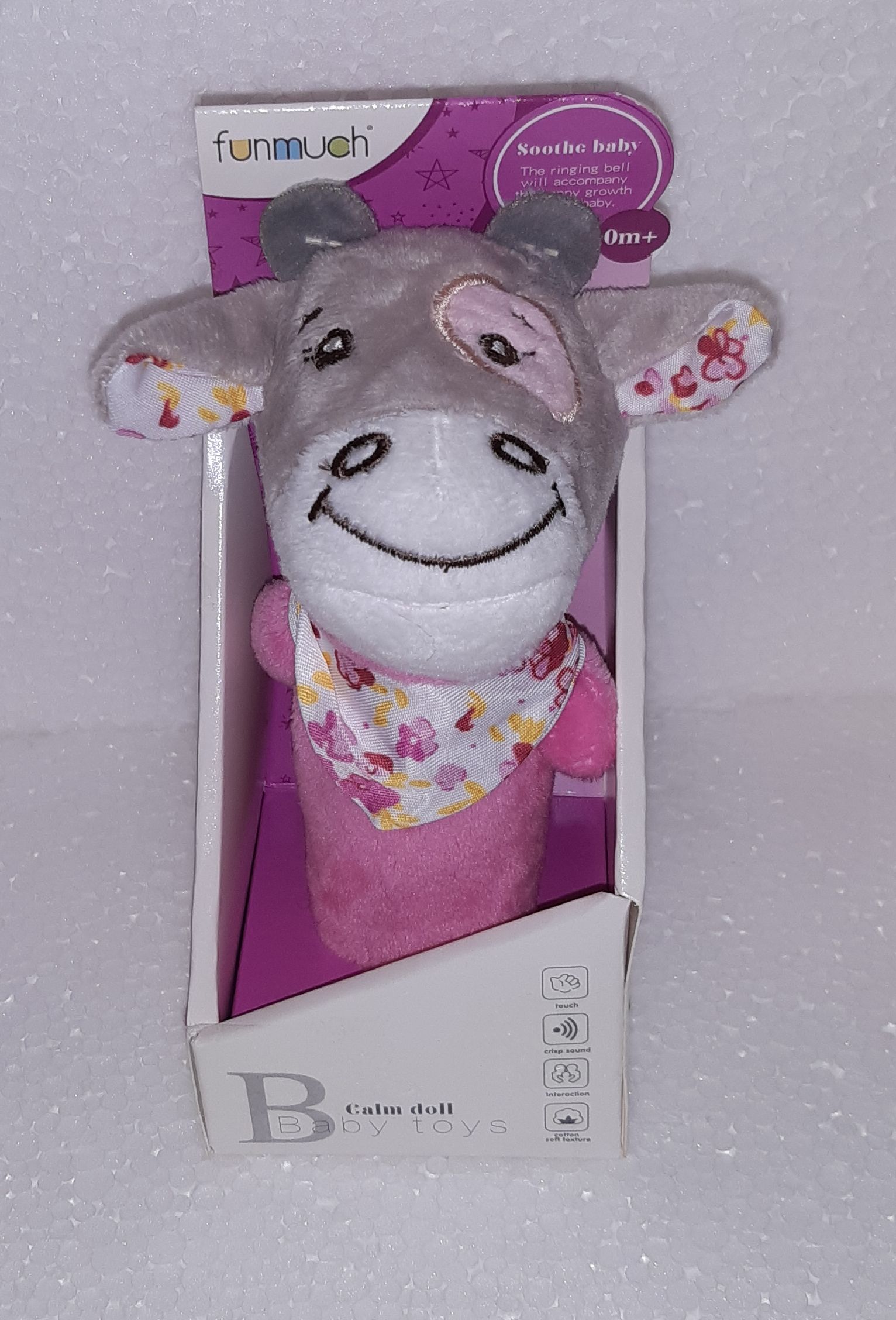 Chrastítko pískací růžová kravička