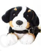 Plyšový Pes Bernský salašnický 17 cm, ležící, s vodítkem 