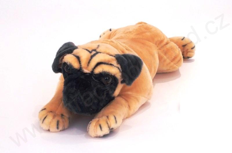 Plyšový pes Mops ležící 66 cm