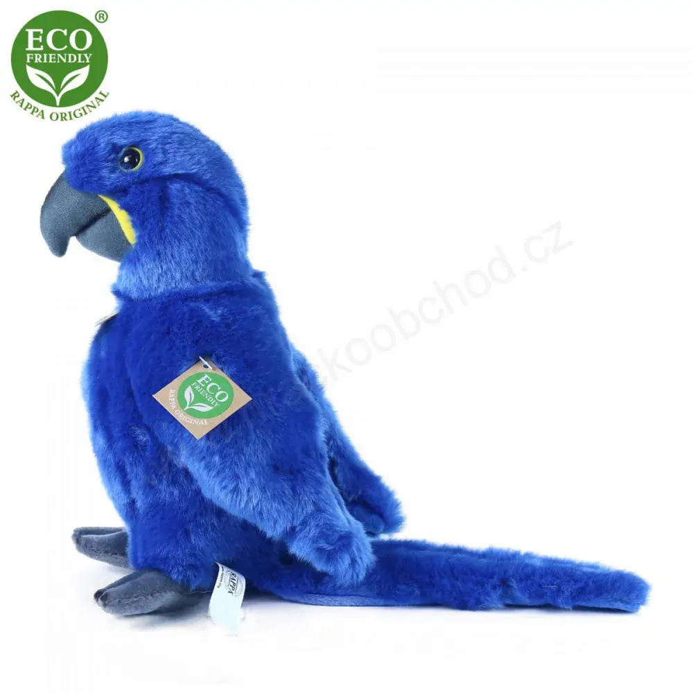Plyšový papoušek modrý Ara Hyacintový stojící 25 cm ECO-FRIENDLY