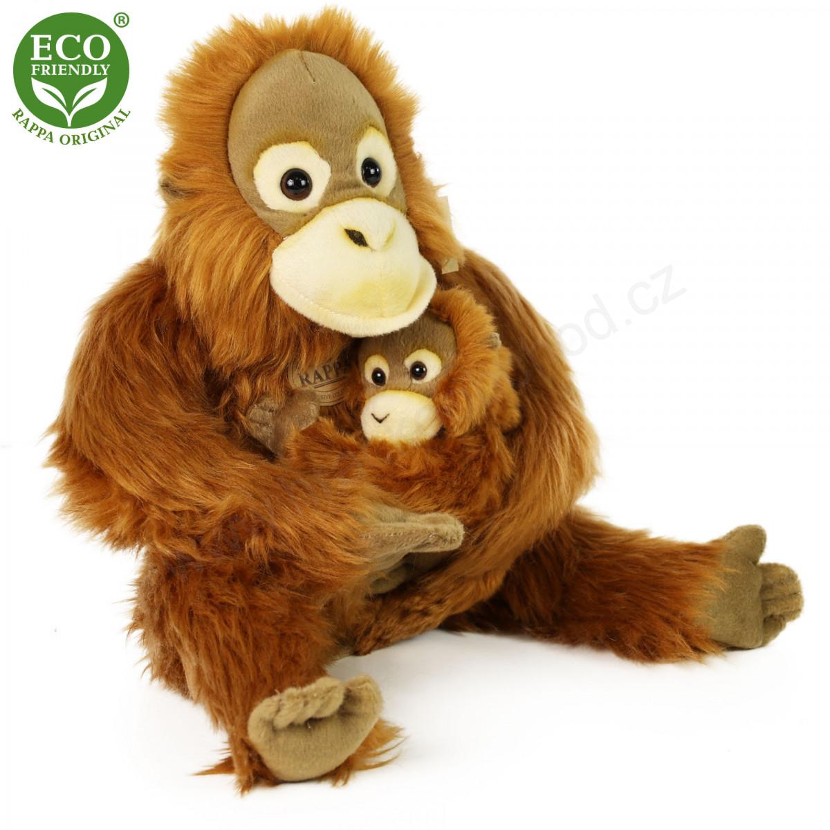 Plyšová opice orangutan s mládětem 28 cm ECO-FRIENDLY