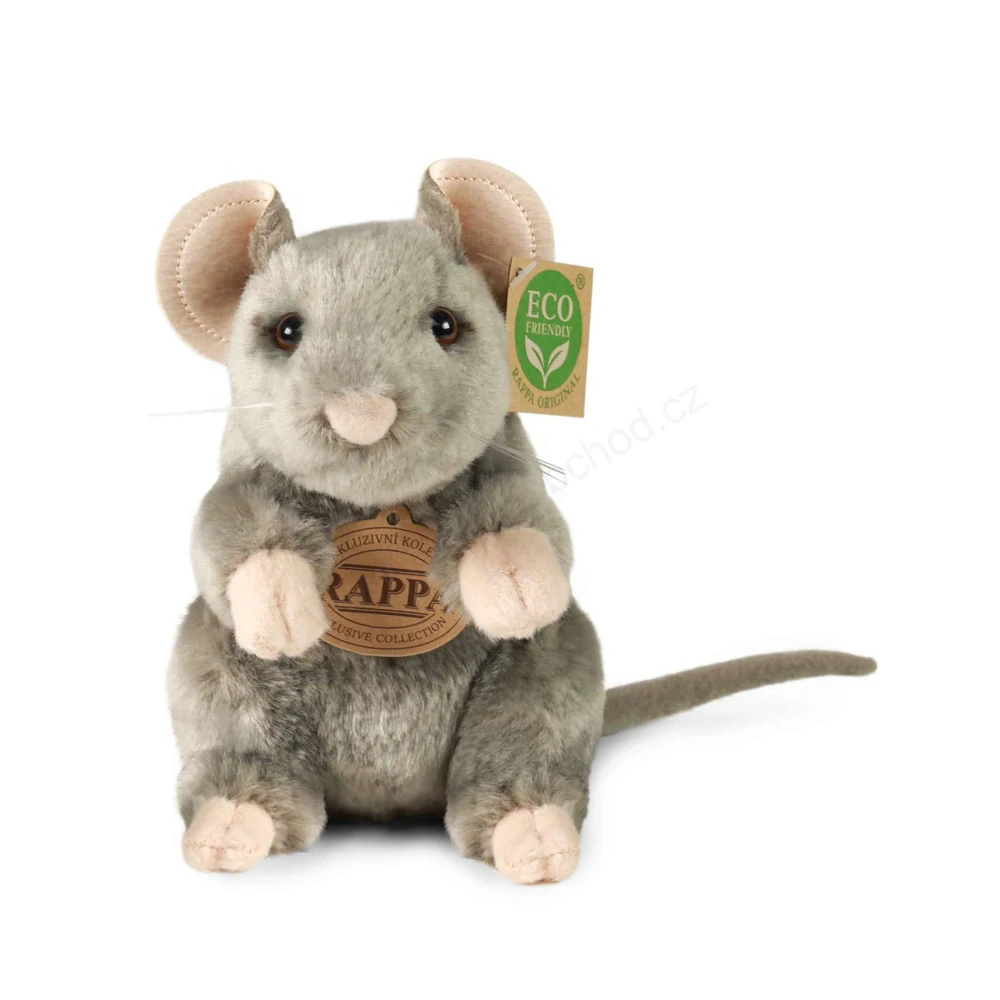 Plyšová myš šedá sedící 16 cm ECO-FRIENDLY