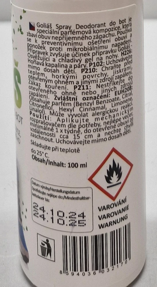 Missiva GOLIÁŠ – Spray Deodorant do bot (100 ml)