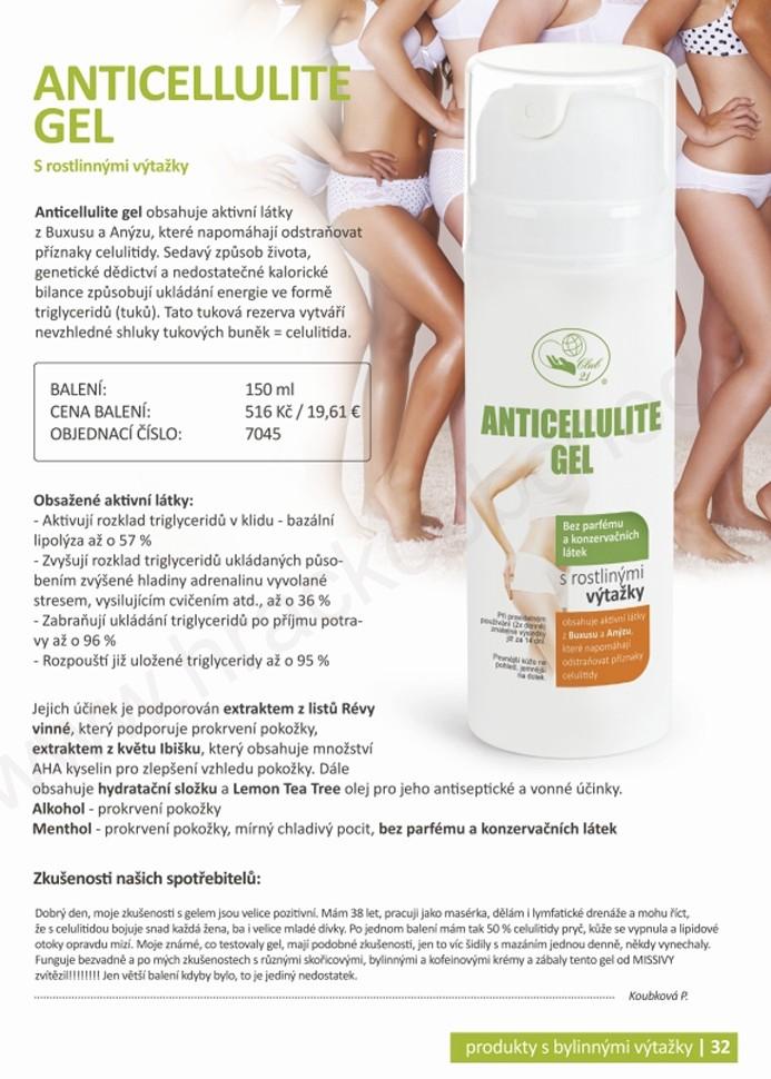 ANTICELLULITE GEL – s rostlinnými výtažky (150 ml)