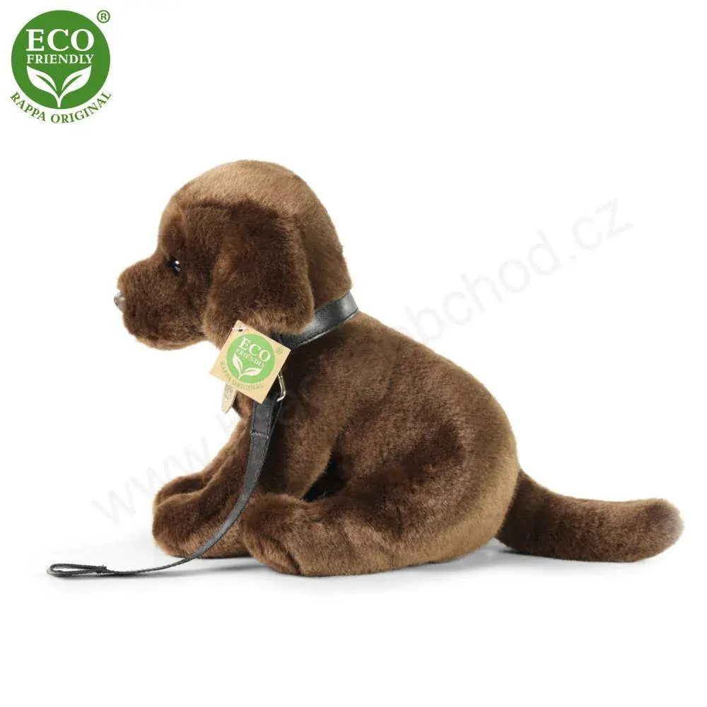 Plyšový pes labrador hnědý 25 cm, s vodítkem  ECO-FRIENDLY