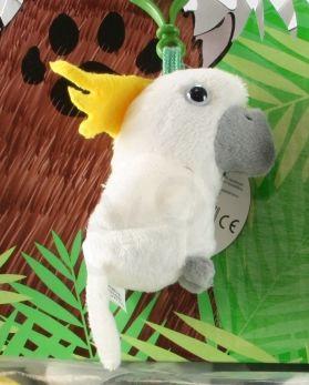 Plyšový papoušek KAKADU přívěšek / klíčenka