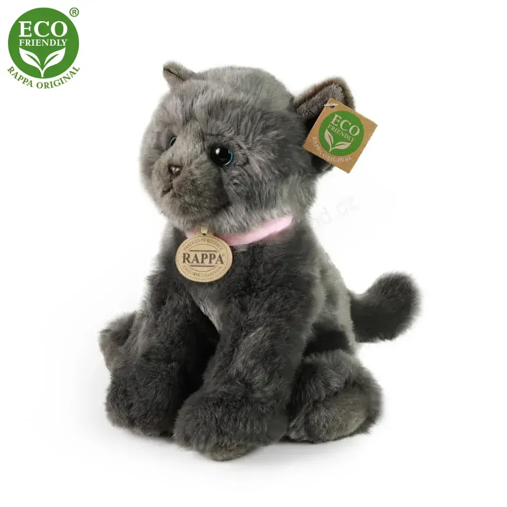 Plyšová kočka šedá sedící 25 cm ECO-FRIENDLY