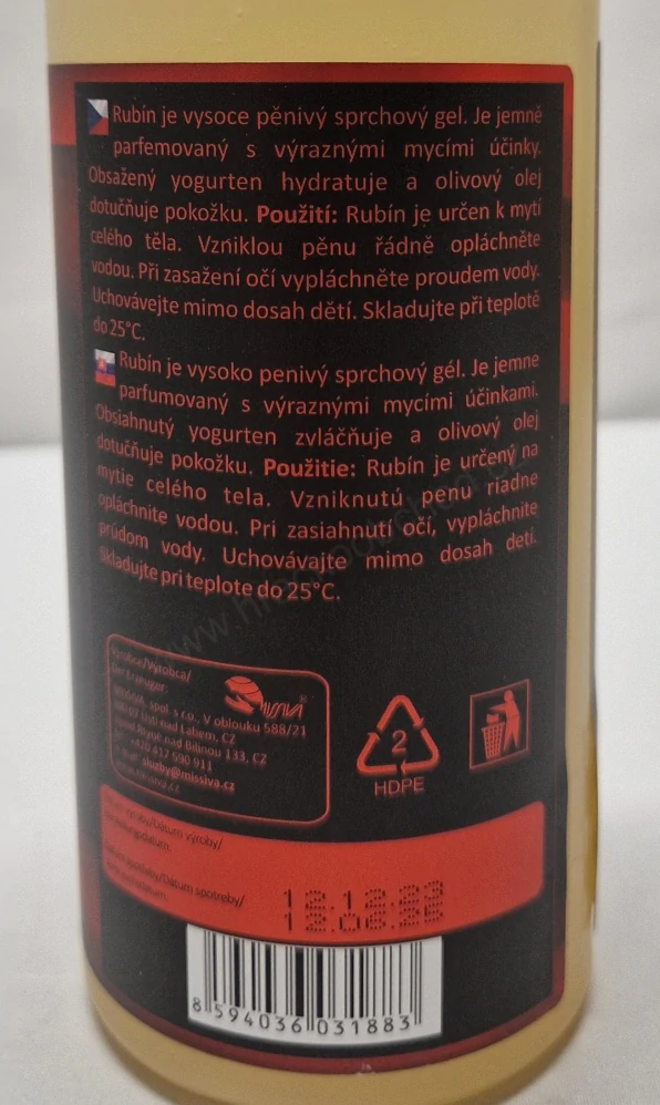 Missiva RUBÍN pánský sprchový gel s yogurtenem a olivovým olejem