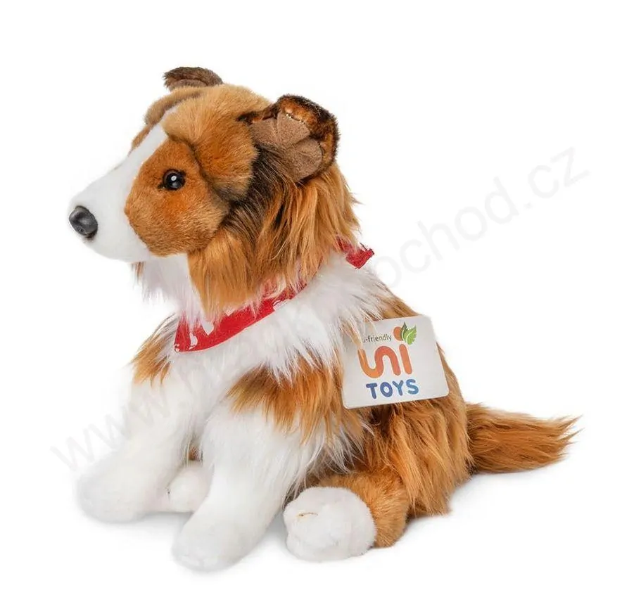 Plyšový pes Sheltie - Dlouhosrstá kolie se šátkem 26 cm ECO-FRIENDLY