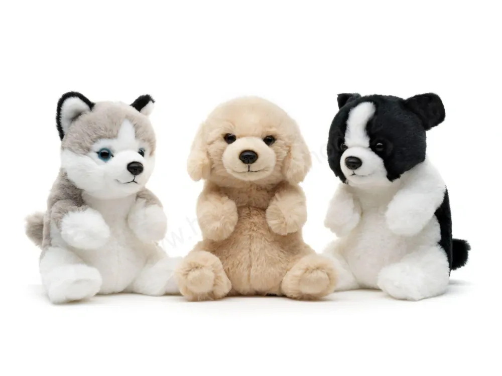 Plyšový pes border kolie, sedící štěně 17 cm ECO-FRIENDLY