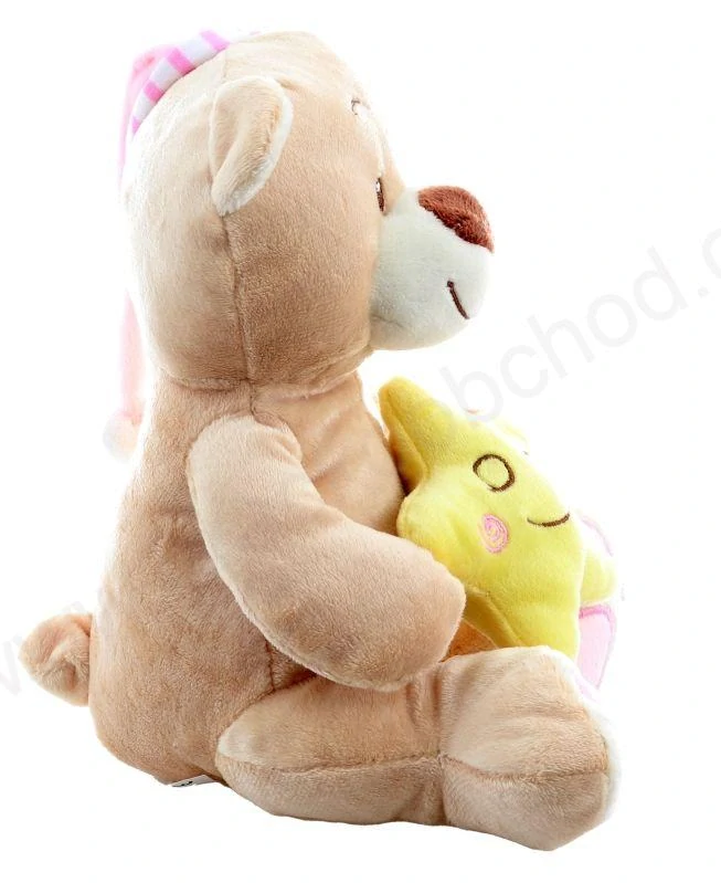 Plyšový medvídek s hvězdičkou růžový 23 cm