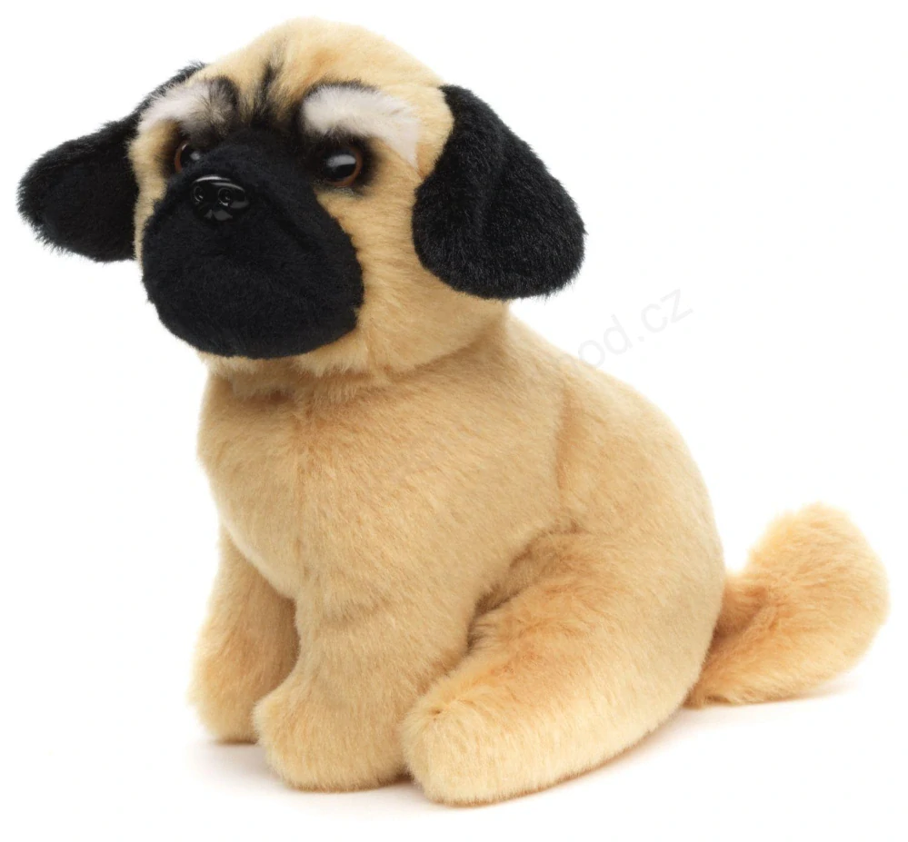 Plyšový pes mops sedící štěňátko 14 cm