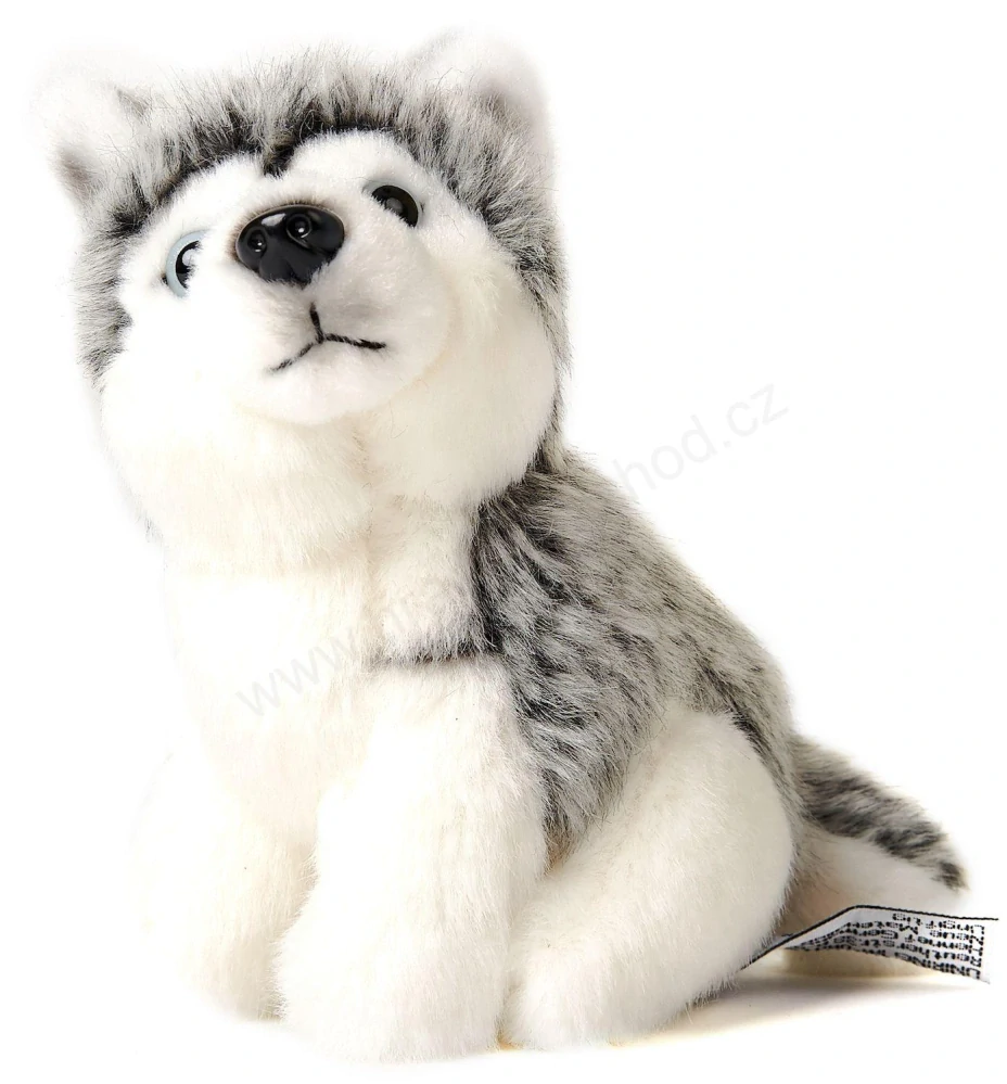 Plyšový pes husky sedící štěňátko 14 cm