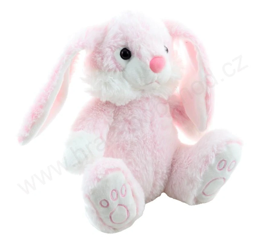 Plyšový králík růžový sedící 23 cm