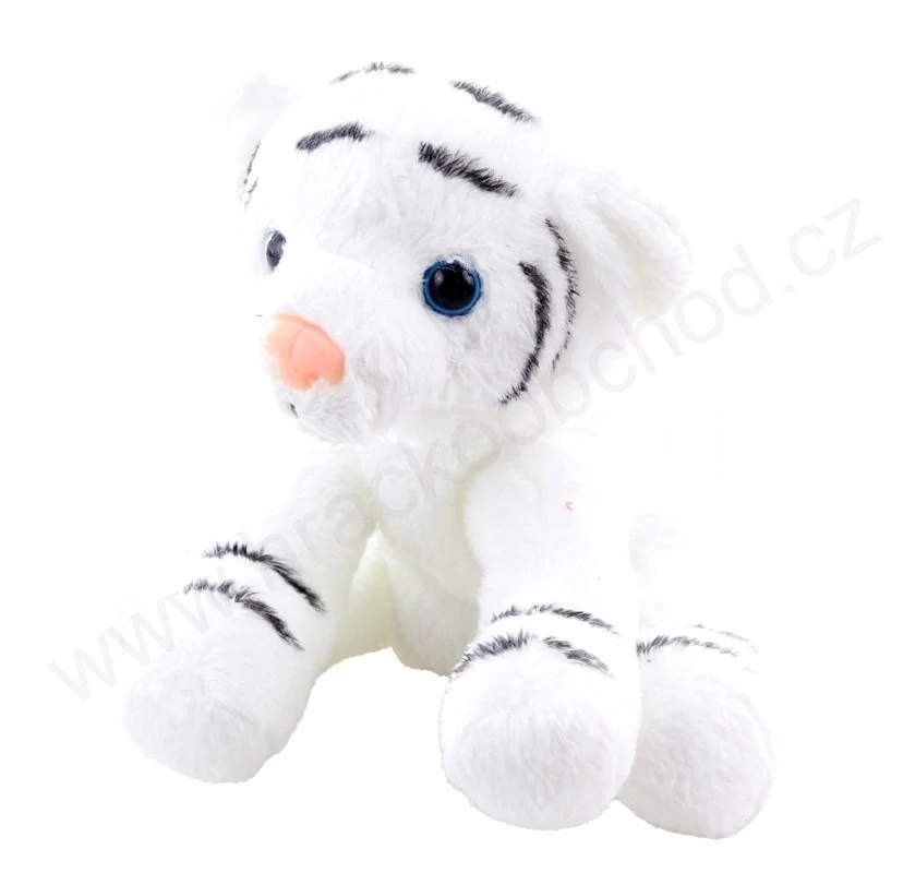 Plyšový tygr bílý sedící  15 cm