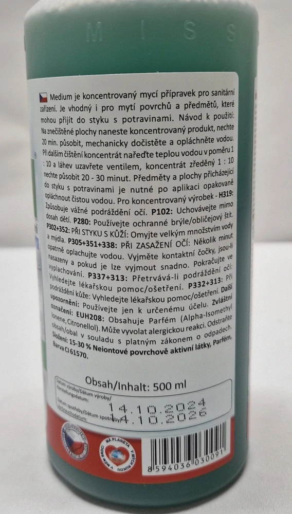 MEDIUM - český ekologický čistič koupelen a WC - BEZ PARFEMACE