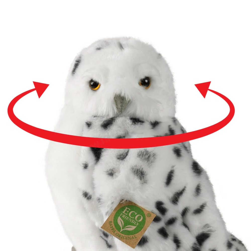 Plyšová sova sněžná 28 cm, s otáčecí hlavou ECO-FRIENDLY