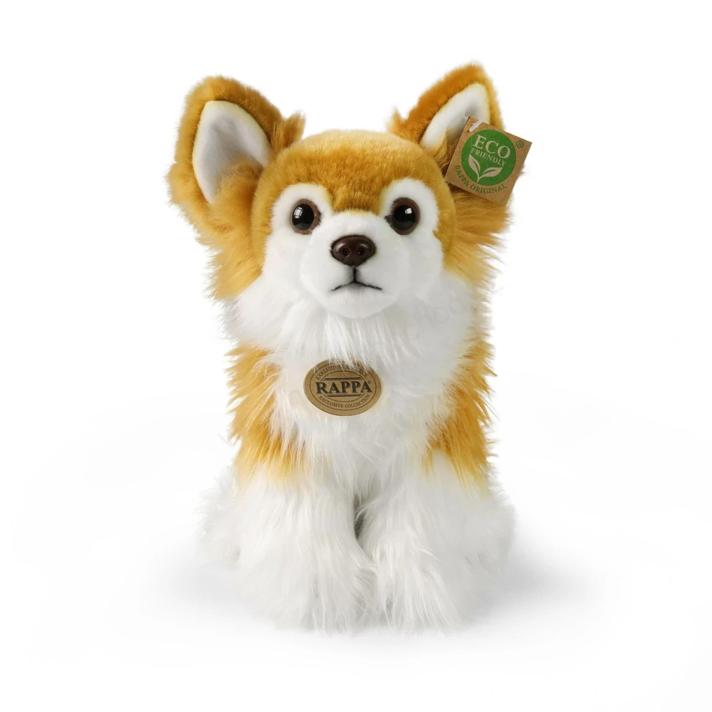 Plyšový pes čivava sedící 28 cm, hnědobílá ECO-FRIENDLY