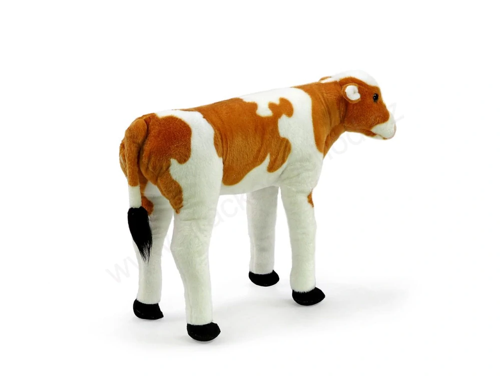 Plyšové tele (kráva) stojící bílohnědé 63 cm