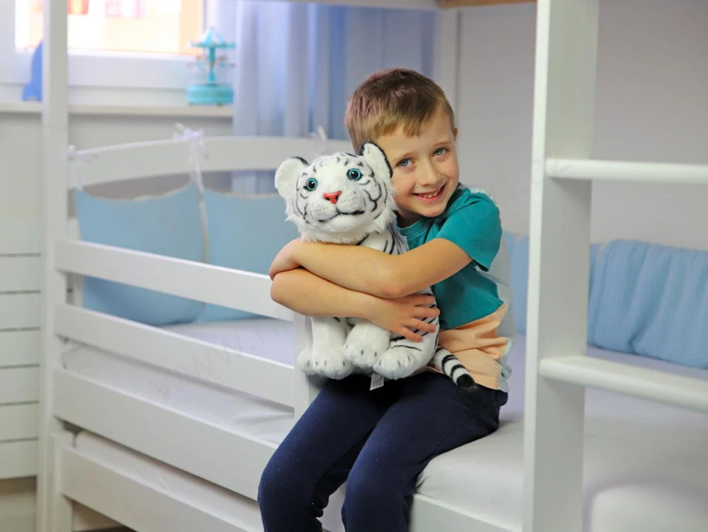 Plyšový tygr bílý sedící 34 cm, extra jemný