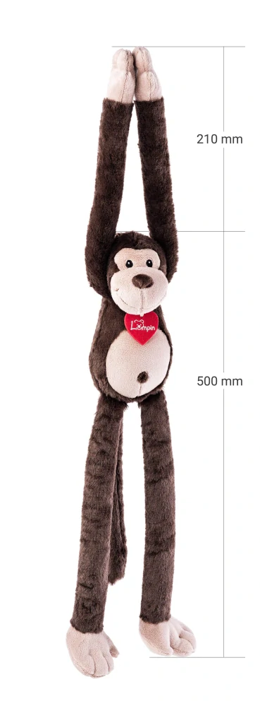 LUMPIN Plyšová Opička Coffee-Hug me 70 cm, se suchými zipy na tlapkách