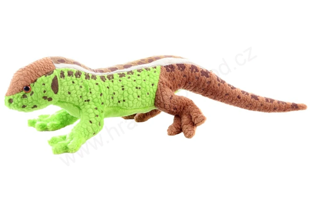 Plyšová ještěrka písečná zelenohnědá, 38 cm