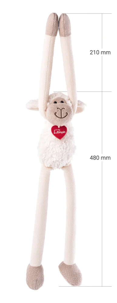 LUMPIN Plyšová Ovečka Olivia-Hug me 70 cm, se suchými zipy na tlapkách