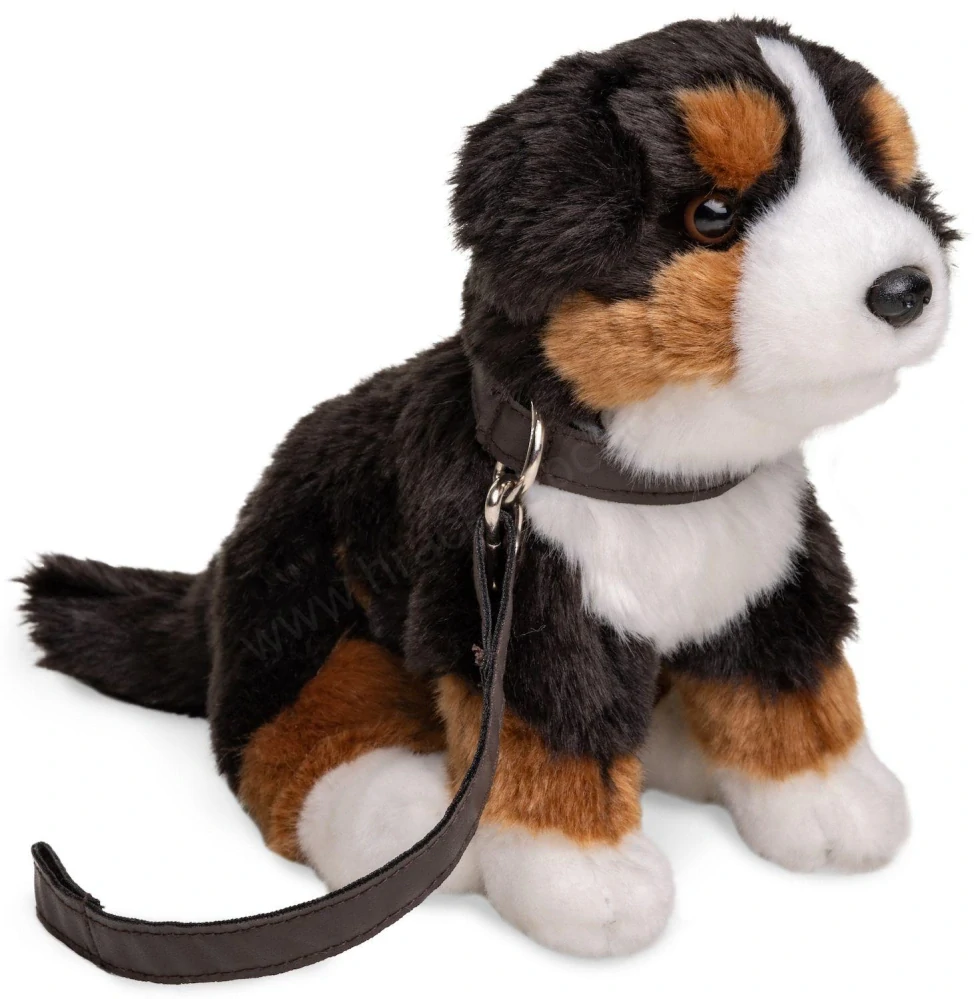 Plyšový pes Bernský salašnický, sedící, štěně se zvukem, 18 cm