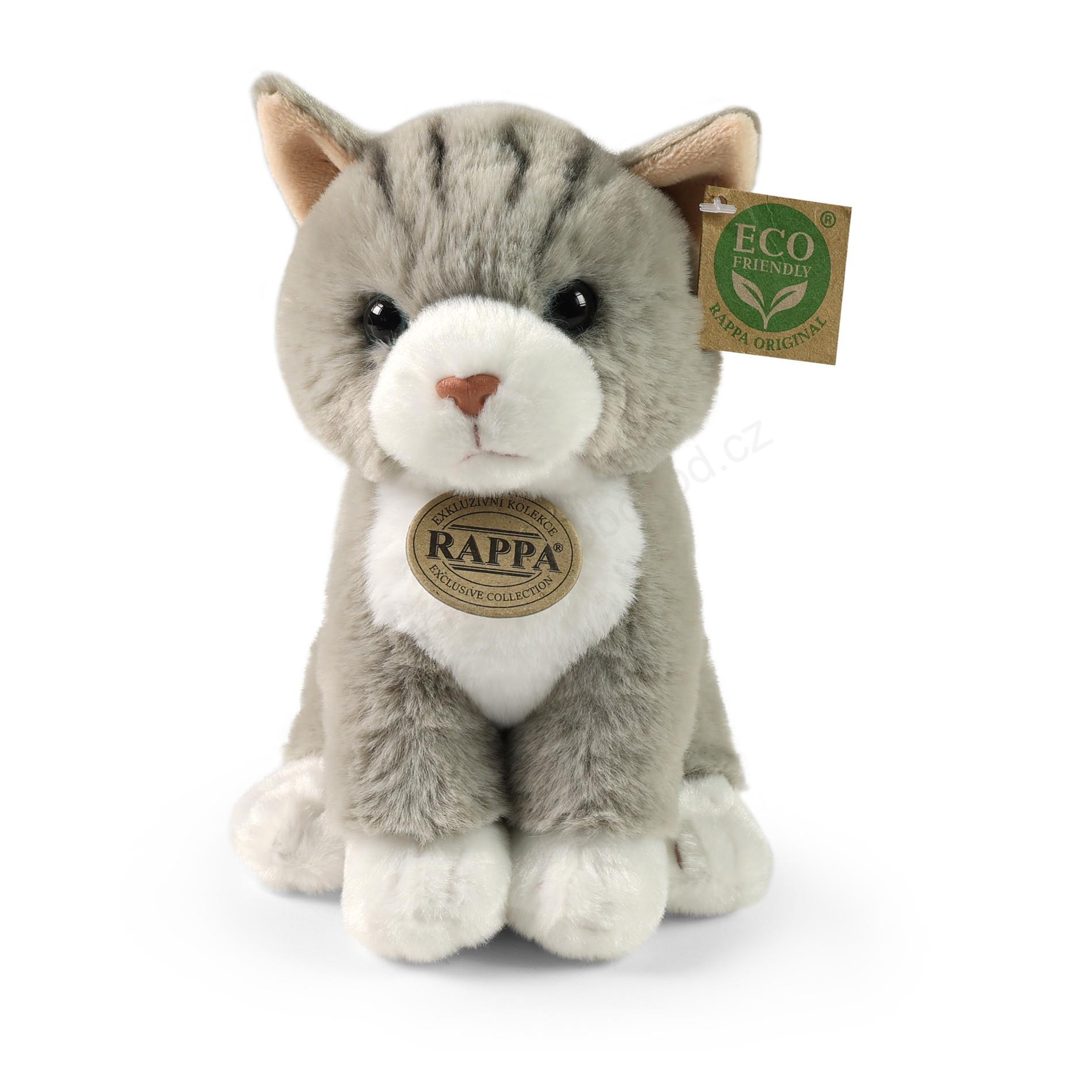 Plyšová kočka šedá sedící 23 cm ECO-FRIENDLY SOFT