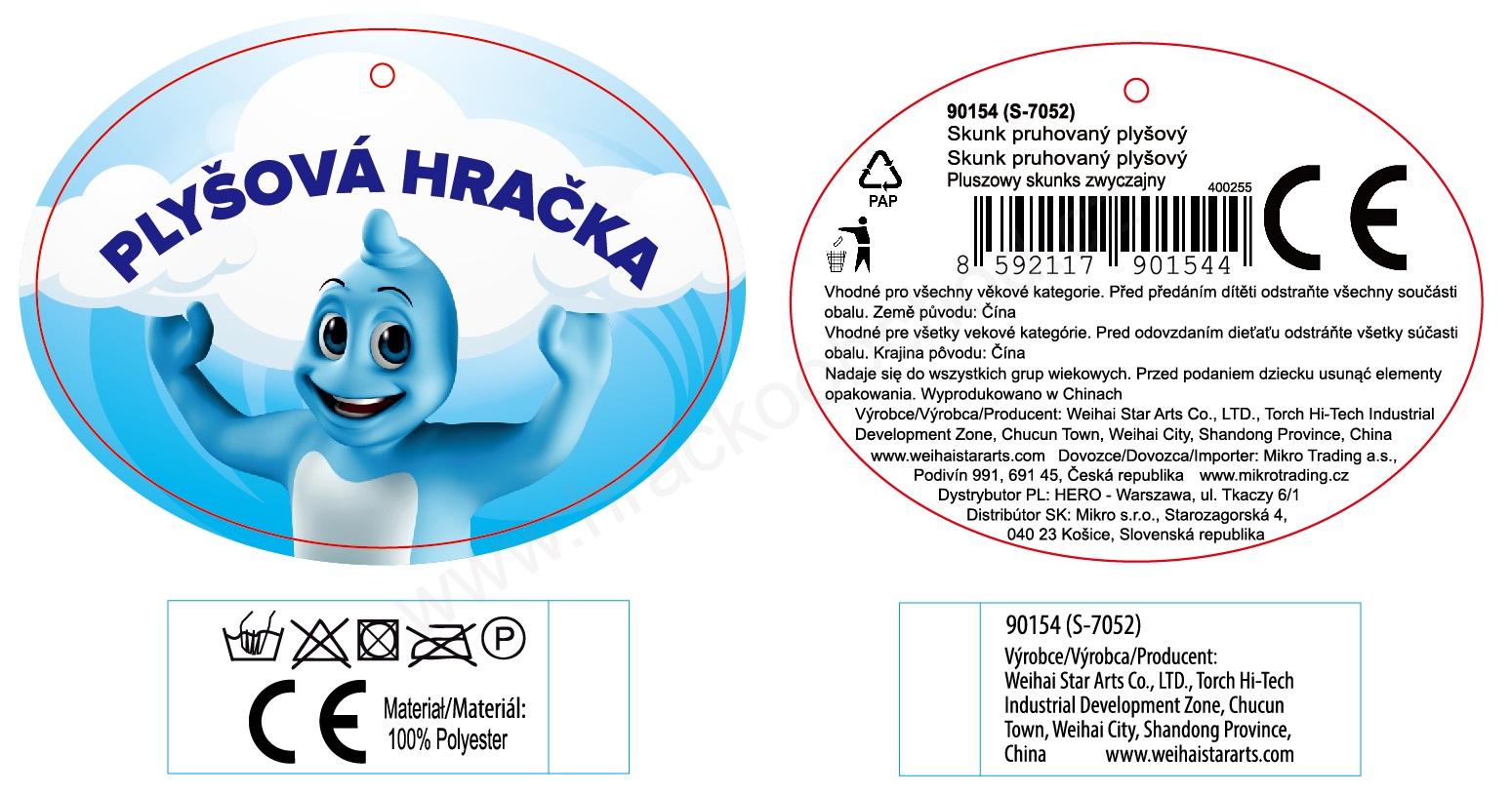 Plyšový Skunk pruhovaný 50 cm stojící