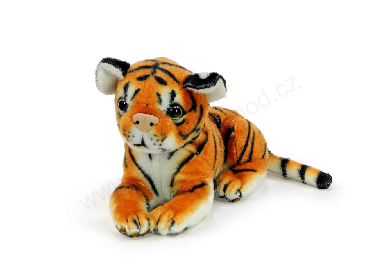 Plyšový TYGR HNĚDÝ ležící mládě 22 cm