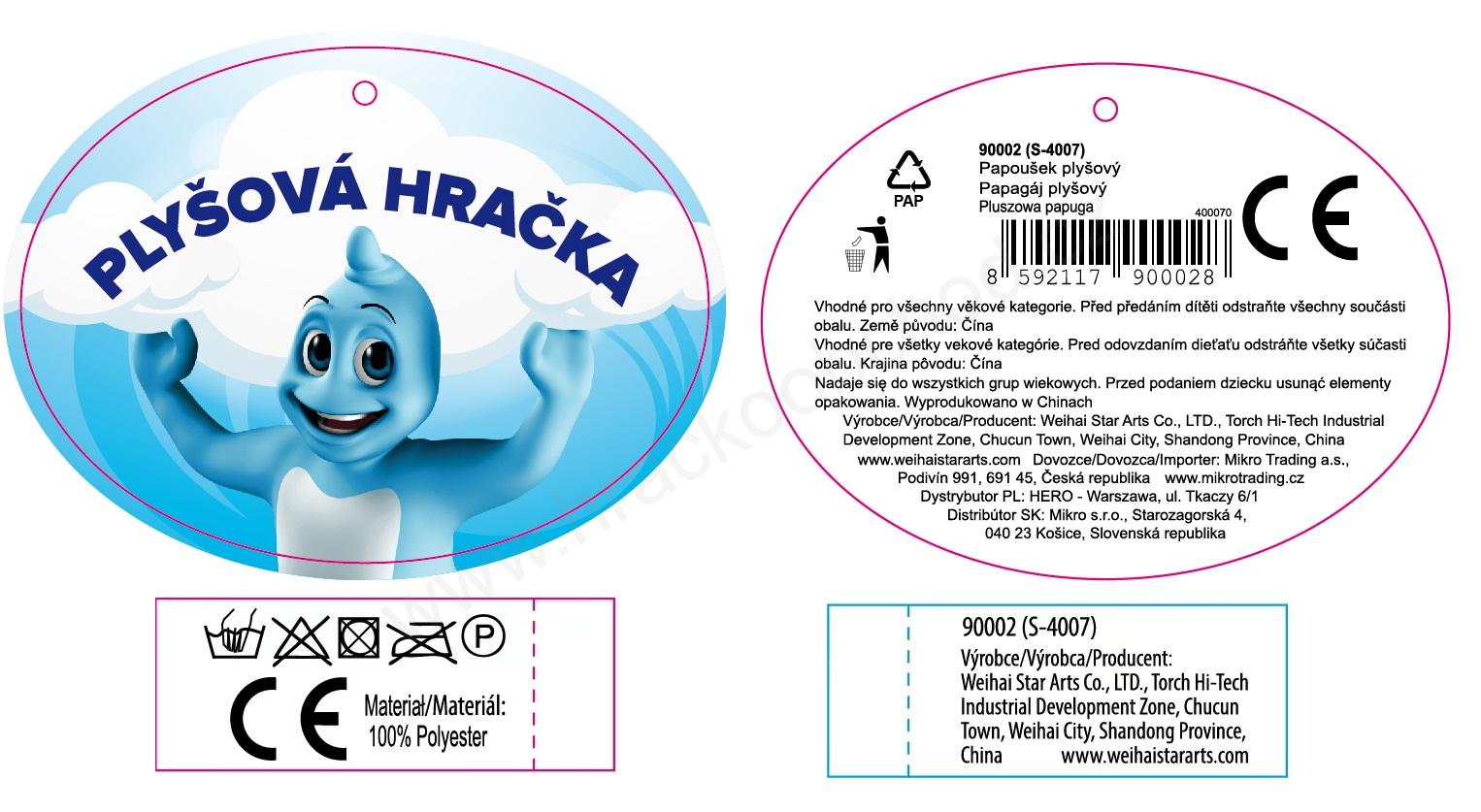 Plyšový Papoušek Lori mnohobarevný 23 cm