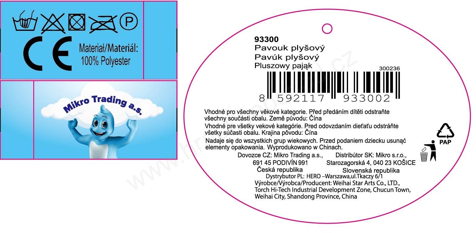 Plyšový pavouk pruhovaný 25 cm