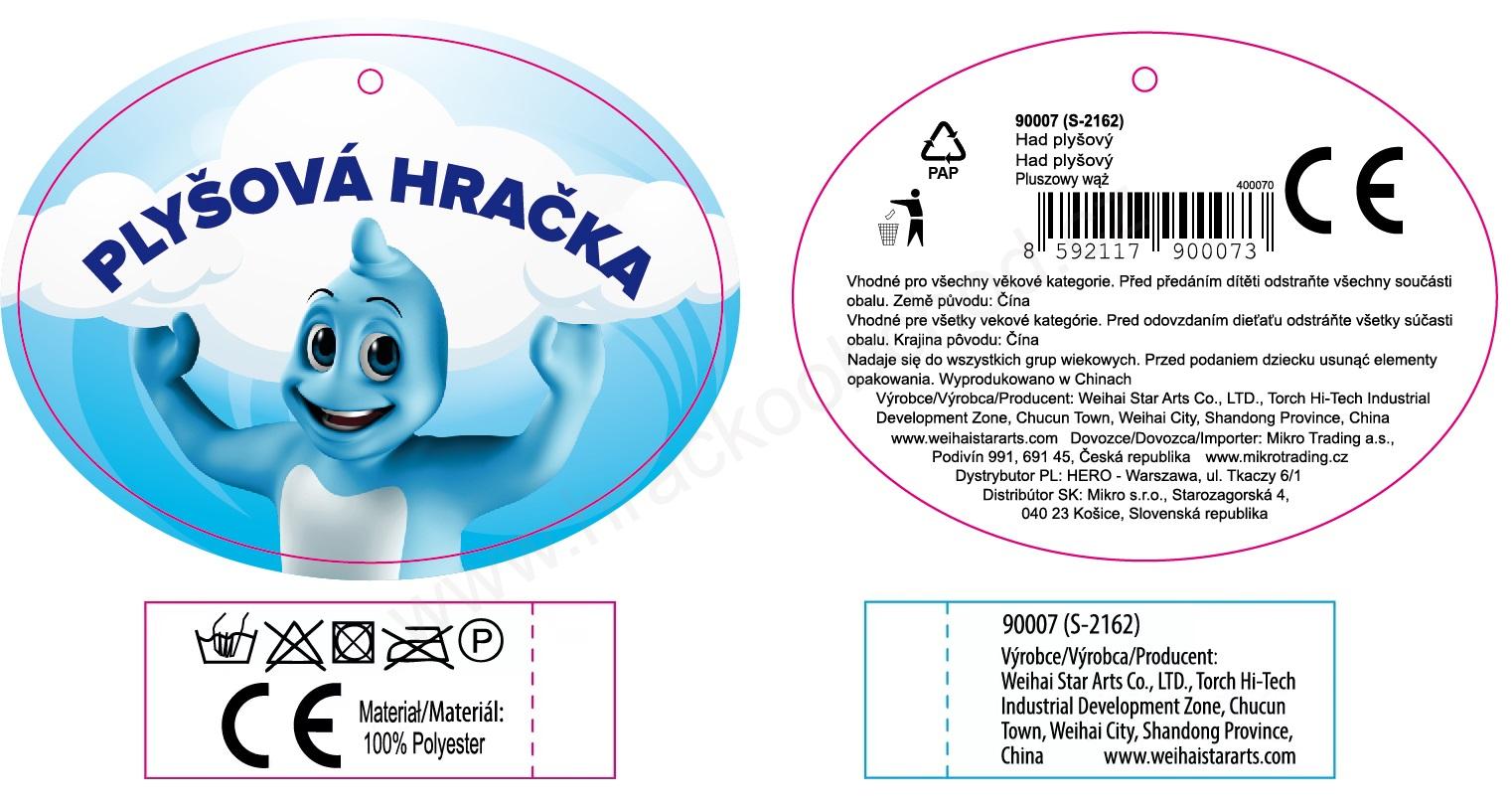 Plyšový had s oranžovým břichem 180 cm