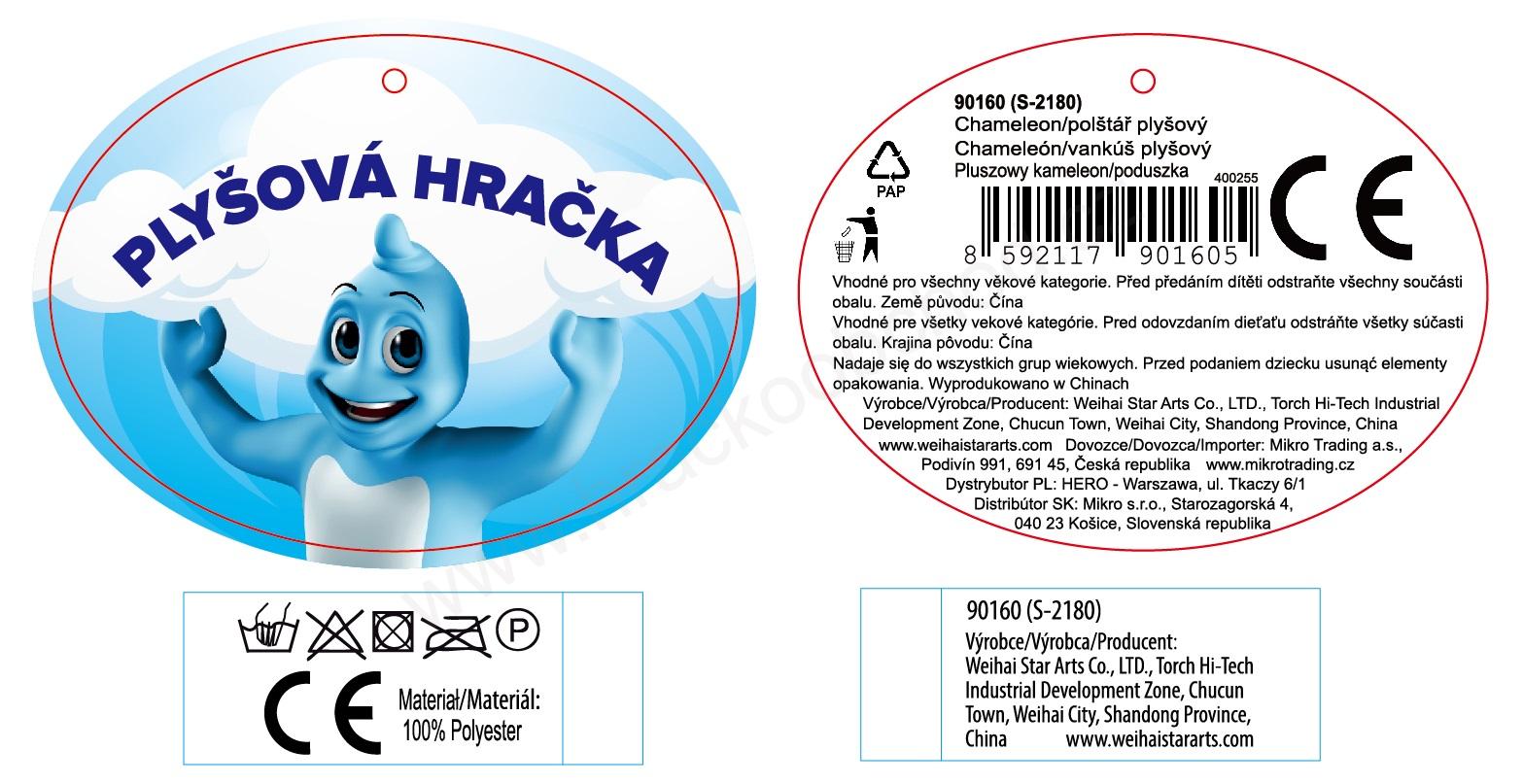 Plyšový Chameleon / polštář cestovní 50 cm