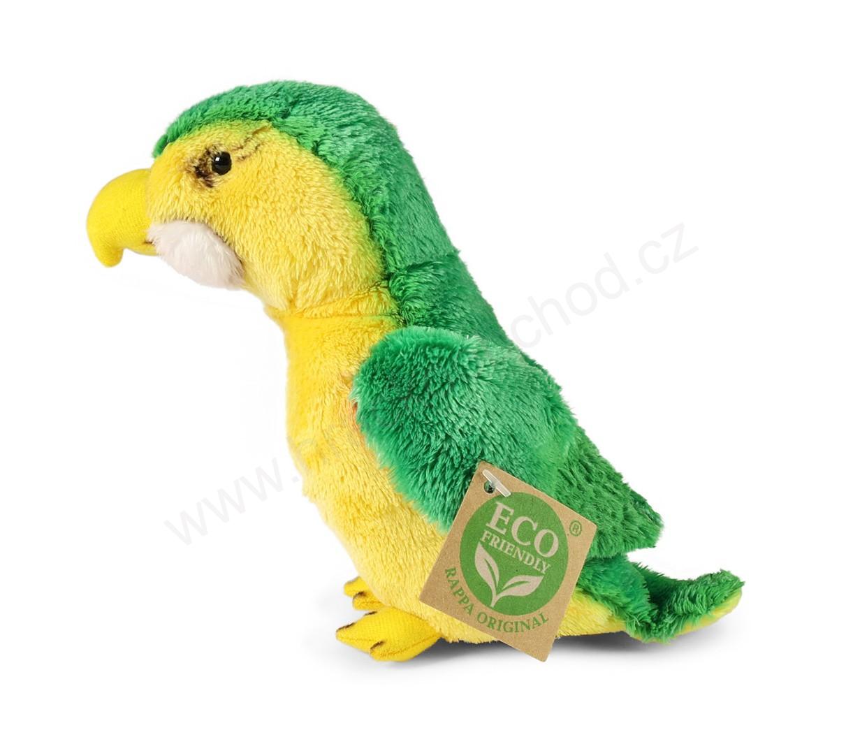 Plyšový papoušek zelený 15 cm ECO-FRIENDLY