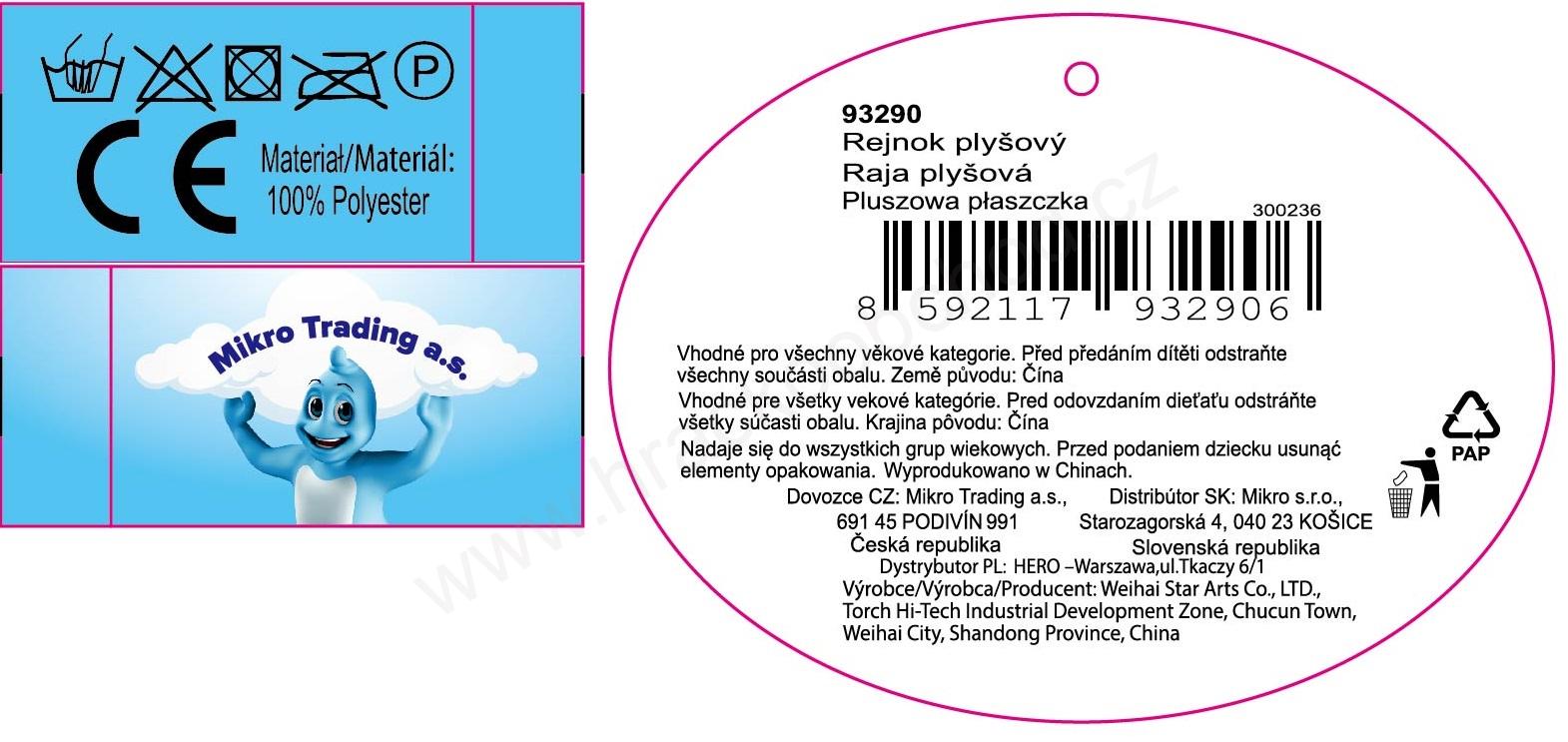Plyšová ryba REJNOK modrý 55 cm