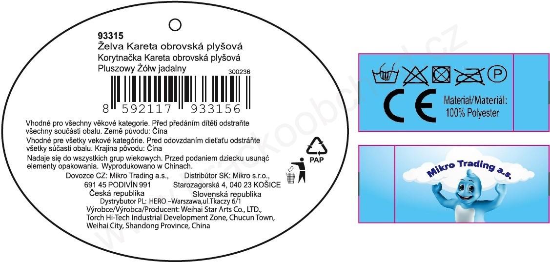Plyšová želva Kareta obrovská 30 cm